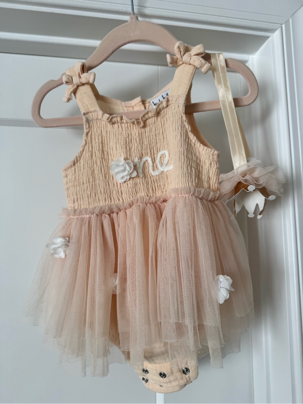 Nicole Miller Peach/Tan Infant Dress - Soft Tone